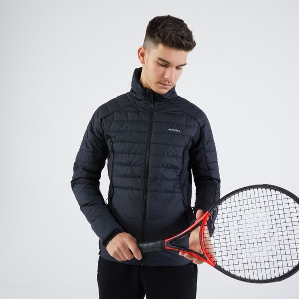 Bluza tenisowa męska Artengo Thermic. Czarne bluzy nierozpinane męskie ARTENGO, m, bez wzorów, z tkaniny, sportowe, bez ramiączek, bez kaptura. Za 219.99 zł.