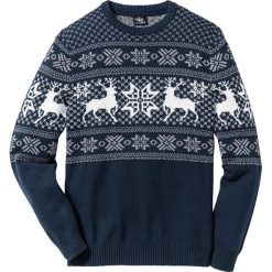 Sweter w norweski wzór bonprix ciemnoniebieski. Swetry męskie bonprix. Za 89.99 zł.
