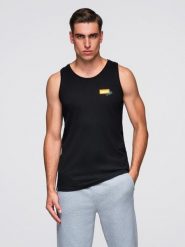 Męski bawełniany tank top z nadrukiem Summer Vibe – czarny V1 - Rozmiar: XL. Czarne t-shirty sportowe męskie Ombre Clothing, m, bez wzorów, z bawełny, eleganckie, bez ramiączek. W wyprzedaży za 39.99 zł.