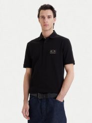 Armani Exchange Polo XM002231 AF10366 UC001 Czarny Regular Fit. Czarne koszulki polo męskie Armani Exchange, m, bez wzorów, z bawełny, bez kołnierzyka, bez ramiączek. Za 369.99 zł.