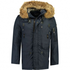 Parka "Bunper" w kolorze granatowym. Niebieskie parki męskie Canadian Peak, ze skóry. W wyprzedaży za 409.95 zł.