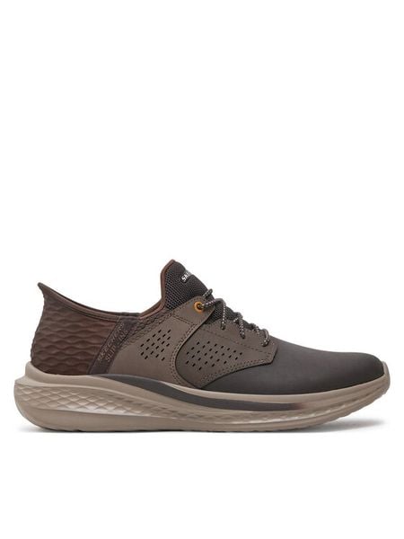 Skechers Sneakersy 210890 CHOC Brązowy. Brązowe buty sportowe na co dzień męskie Skechers, m, bez wzorów, ze skóry, bez ramiączek, bez kaptura. Za 279.99 zł.