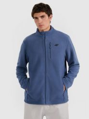 4F Polar regular ze stójką męski - granatowy S. Niebieskie bluzy z polaru męskie 4f, m, bez wzorów, z polaru, bez ramiączek, bez kaptura. Za 129.99 zł.