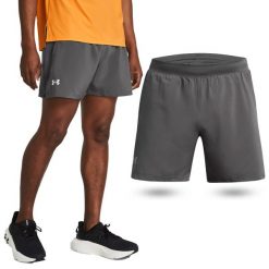 Spodenki fitness męskie UNDER ARMOUR Launch 5" Shorts Szorty. Szare szorty sportowe męskie Under Armour, bez wzorów. Za 119.99 zł.