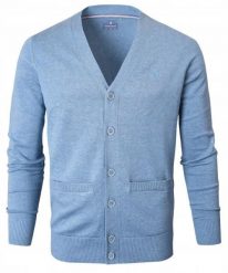 Bawełniany Sweter Męski, Rozpinany (Kardigan) - Pako Jeans - Niebieski. Niebieskie kardigany męskie Pako Jeans, l, bez wzorów, z bawełny, bez ramiączek. Za 219.00 zł.