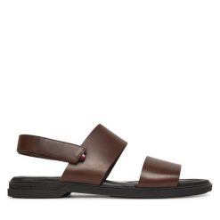 Sandały Tommy Hilfiger. Brązowe sandały męskie Tommy Hilfiger, bez zapięcia. Za 309.99 zł.
