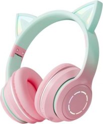 Bezprzewodowe słuchawki nauszne Bluetooth v5.3 z podświetleniem RGB i ANC kot różowe JST-BT035. Czerwone słuchawki bluetooth R2 Invest. Za 51.99 zł.