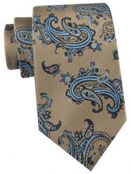 Krawat Męski - Angelo di Monti - Beżowy w Duże Paisley. Brązowe krawaty i muchy męskie Angelo di Monti, bez wzorów, z tkaniny, eleganckie. Za 45.00 zł.
