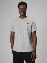 4F T-shirt regular gładki męski - szary L. Szare t-shirty męskie 4f, l, bez wzorów, z jeansu, bez kołnierzyka, bez ramiączek. Za 49.99 zł.