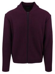 Sweter Męski - Lasota - Rozpinany (Kardigan) - Bordowy Melanż. Czerwone kardigany męskie M. Lasota, l, bez wzorów, z bawełny, bez ramiączek. Za 209.00 zł.