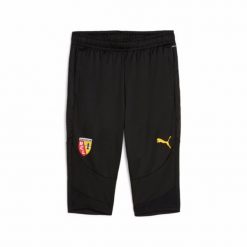 Spodnie treningowe 3/4 RC Lens 2024/25. Czarne długie spodnie sportowe męskie Puma, bez wzorów, ze lnu, do piłki nożnej. W wyprzedaży za 180.05 zł.