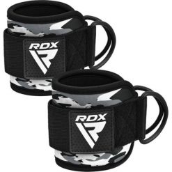 Paski z hakami na kostkę RDX A4 Ankle Straps For Gym Cable Machine. Szare paski męskie RDX SPORTS, bez wzorów, sportowe. Za 69.99 zł.