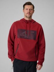 4F Bluza dresowa regular z kapturem męska - czerwona XXL. Czerwone bluzy z kapturem męskie 4f, m, bez wzorów, z bawełny, z kapturem. Za 199.99 zł.