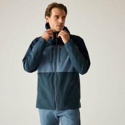 Męska wodoodporna kurtka z kapturem i panelami Maland II. Niebieskie kurtki męskie Regatta, l, bez wzorów, z materiału, bez ramiączek, z kapturem. Za 329.99 zł.