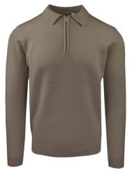 Męski, Lekki Sweter z Wiskozy z Kołnierzykiem Polo - Brave Soul - Taupe. Kardigany męskie Brave Soul, l, bez wzorów, z poliamidu, bez ramiączek. Za 119.00 zł.