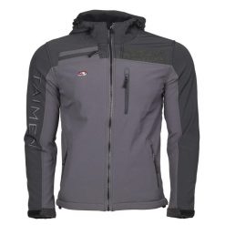 Kurtka wędkarska Taimen Arigiin softshell - Ciemnoszara. Szare kurtki męskie TAIMEN, xs, bez wzorów, z softshellu, bez ramiączek, bez kaptura. Za 399.00 zł.