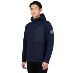 Bluza turystyczna męska Napapijri Bines. Niebieskie bluzy z kapturem męskie Napapijri, m, bez wzorów, z bawełny, z kapturem. W wyprzedaży za 416.00 zł.