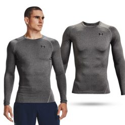 Koszulka fitness męska Under Armour HG Armour Comp z długim rękawem. Czarne bielizna termoaktywna męska Under Armour, l, bez wzorów, bez ramiączek, do biegania. Za 179.99 zł.