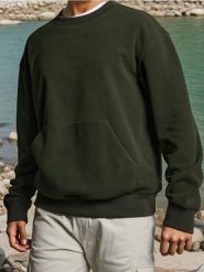 Bluza crewneck - zielony. Zielone bluzy nierozpinane męskie Sinsay, l, bez wzorów, bez ramiączek, bez kaptura. Za 39.99 zł.