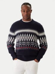 Tommy Hilfiger Sweter Fairisle MW0MW40844 Granatowy Regular Fit. Niebieskie kardigany męskie Tommy Hilfiger, bez wzorów, z syntetyku, bez kołnierzyka, bez ramiączek. Za 749.99 zł.