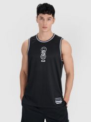 4F Tank top do koszykówki oversize szybkoschnący męski - czarny L. Czarne t-shirty sportowe męskie 4f, l, w ażurowe wzory, z dzianiny, klasyczne, bez ramiączek. W wyprzedaży za 69.99 zł.