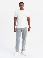 Męska koszulka SLIM FIT z okrągłym dekoltem i logotypem – biała V1 - Rozmiar: XXL. Białe t-shirty męskie Ombre Clothing, m, bez wzorów, z bawełny, bez kołnierzyka, bez ramiączek. W wyprzedaży za 24.99 zł.