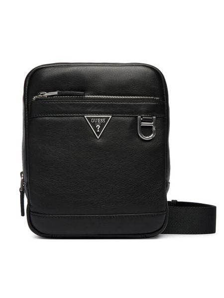 Guess Saszetka HMMOSE P6159 Czarny. Czarne saszetki męskie Guess, z aplikacjami, ze skóry. Za 419.99 zł.