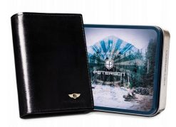 Portfel męski Peterson [DH] PTN 333-P czarny. Czarne portfele męskie Peterson, bez wzorów, ze skóry. Za 104.00 zł.
