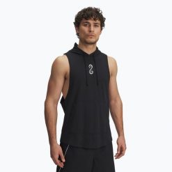 Bluza męska Under Armour Project Rock Snake SL. Czarne bluzy nierozpinane męskie Under Armour, m, bez wzorów, rockowe, bez ramiączek, bez kaptura. Za 149.99 zł.