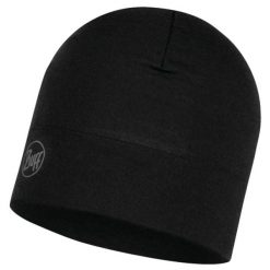 Czapka wełniana Buff Midweight Merino Wool Hat. Czarne czapki męskie Buff, bez wzorów, z wełny, sportowe. Za 149.90 zł.
