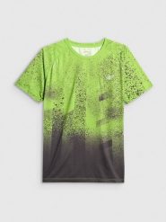 4F Koszulka do biegania szybkoschnąca męska - zielona L. Zielone t-shirty męskie 4f, l, bez wzorów, z dzianiny, bez kołnierzyka, bez ramiączek. Za 129.99 zł.