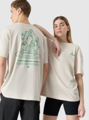 4F Koszulka kibica uniseks - biała L. Białe t-shirty męskie 4f, l, bez wzorów, z bawełny, bez kołnierzyka, bez ramiączek. W wyprzedaży za 29.99 zł.