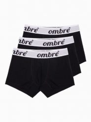 Bokserki męskie bawełniane 3-pak - czarne - Rozmiar: XXL. Czarne bokserki męskie Ombre Clothing, m, bez wzorów, z bawełny. W wyprzedaży za 19.99 zł.