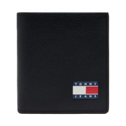 Portfel Tommy Jeans. Czarne portfele męskie Tommy Jeans, bez wzorów, z jeansu. Za 159.99 zł.