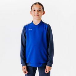 Bluza do piłki nożnej Kipsta Essential Club. Czarne bluzy nierozpinane męskie KIPSTA, bez wzorów, z elastanu, eleganckie, bez ramiączek, bez kaptura. W wyprzedaży za 39.99 zł.