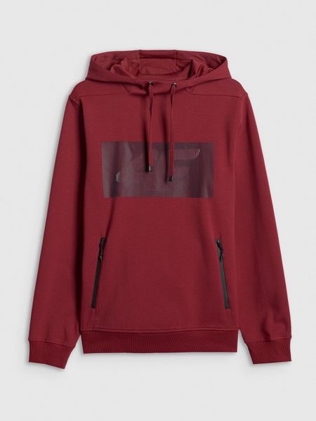 4F Bluza dresowa regular z kapturem męska - czerwona M. Czerwone bluzy z kapturem męskie 4f, m, bez wzorów, z bawełny, z kapturem. Za 199.99 zł.