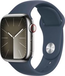 Smartwatch Apple Watch 9 GPS + Cellular 41mm Silver Stainless Steel Sport S/M Niebieski (MRJ23QP/A). Niebieskie zegarki smartwatch Apple. Za 3,831.79 zł.