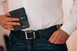 Beltimore męski skórzany pasek szeroki jeans granatowy 520 : Kolory - granatowy, Rozmiar pasków - r.130-145 cm. Niebieskie paski męskie bez wzorów, z jeansu. Za 59.90 zł.