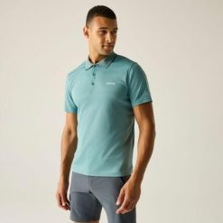 Męska koszulka polo Maverik V Quick Drying. Zielone koszulki polo męskie Regatta, m, bez wzorów, z poliesteru, bez kołnierzyka, bez ramiączek. W wyprzedaży za 89.99 zł.