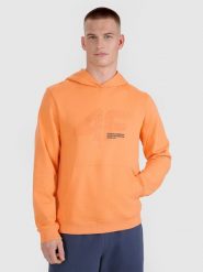 4F Bluza dresowa nierozpinana z kapturem męska - pomarańczowa L. Brązowe bluzy nierozpinane męskie 4f, l, bez wzorów, z bawełny, z kapturem. W wyprzedaży za 99.99 zł.