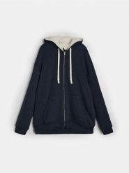 Bluza rozpinana z kapturem - granatowy. Niebieskie bluzy z kapturem męskie Sinsay, l, bez wzorów, z kapturem. Za 99.99 zł.