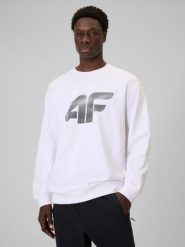 4F Bluza dresowa nierozpinana bez kaptura męska - biała L. Białe bluzy nierozpinane męskie 4f, l, bez wzorów, z dresówki, klasyczne, bez ramiączek, bez kaptura. Za 159.99 zł.
