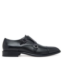 Półbuty BOSS. Czarne eleganckie półbuty męskie Boss, wizytowe, bez obcasa, bez zapięcia. Za 1,399.00 zł.