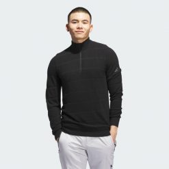 Sweter Ultimate365 Tour Wind Knit Quarter-Zip. Czarne swetry męskie ADIDAS, bez wzorów, sportowe, bez kołnierzyka, bez ramiączek. Za 799.00 zł.