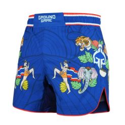 Lekkie spodenki do MMA i BJJ Ground Game Bangkok męskie. Niebieskie szorty sportowe męskie GROUND GAME, bez wzorów, sportowe. Za 189.99 zł.