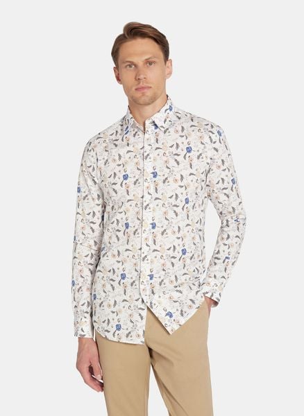 PAKO LORENTE - Biała koszula męska kwiaty. Białe koszule męskie Pako Lorente, na jesień, m, bez wzorów, z bawełny, bez kołnierzyka, bez ramiączek. Za 199.99 zł.
