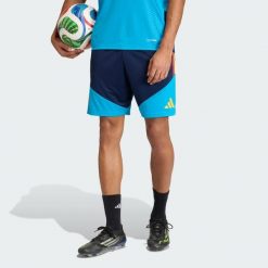 Szorty treningowe Spain 26 Tiro. Niebieskie szorty sportowe męskie ADIDAS, bez wzorów, sportowe. Za 199.00 zł.