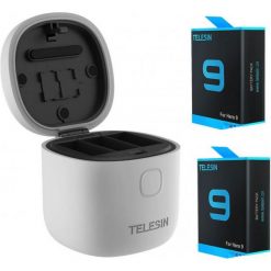 Telesin Wodoodporna ładowarka trójkanałowa box dla GoPro Hero 9 + 2 baterie (GP-BTR-905-GY). Akcesoria fotograficzne TELESIN. Za 175.00 zł.