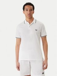 Emporio Armani Polo EM001380 AF20424 U0002 Biały Regular Fit. Białe koszulki polo męskie Emporio Armani, m, bez wzorów, z bawełny, bez kołnierzyka, bez ramiączek. Za 439.99 zł.