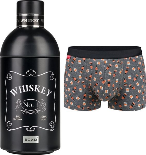 Soxo Bokserki męskie Whiskey w butelce idealny pomysł na prezent M. Bokserki męskie Soxo, m, bez wzorów. Za 54.99 zł.